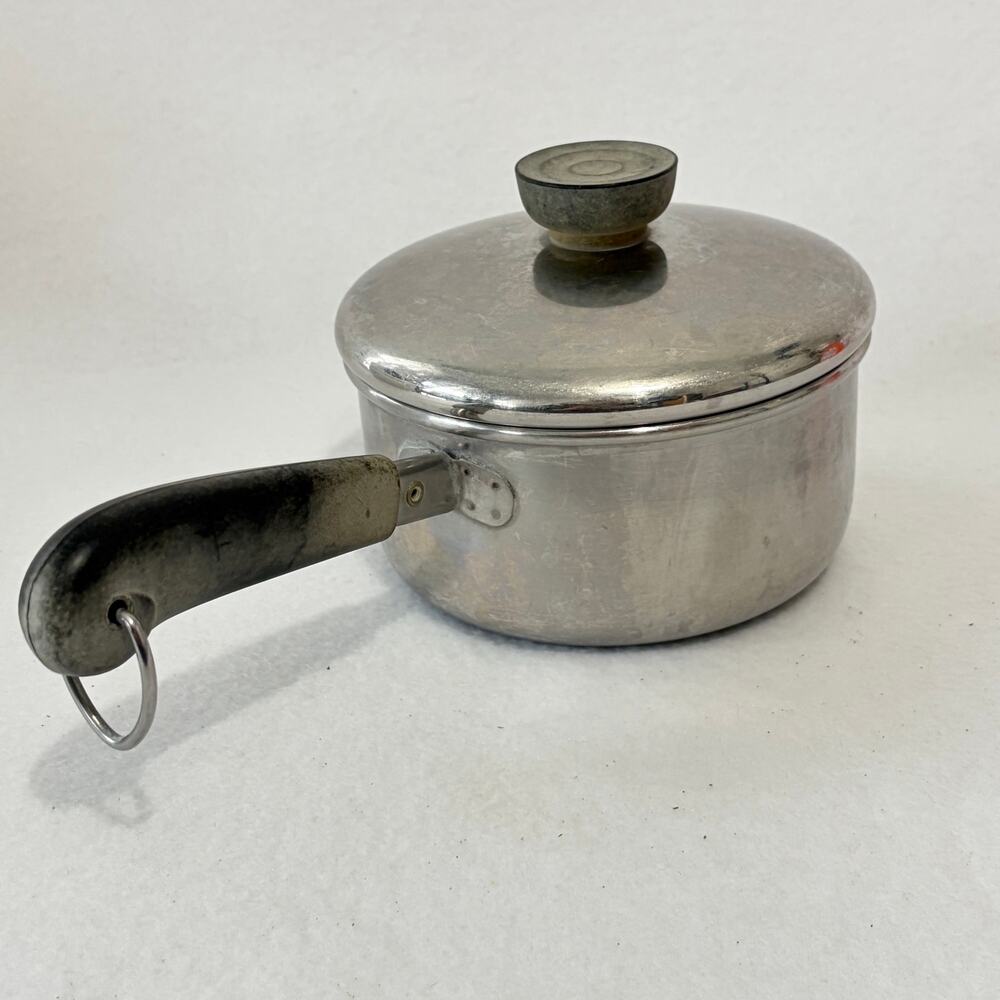 Revere Were Vintage 1 Quart Saucepan Pot Stainless Steel Aluminum with Lid.